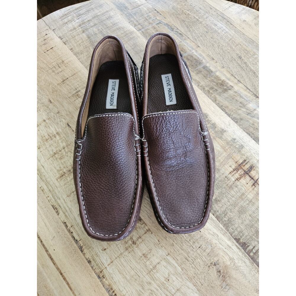 Steve Madden Men’s Dakota Leather Driving Moccasin Slip On Shoe Size 9